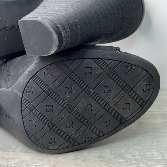 Franco Sarto Black Suede Open toe heeled booties size 9.5 - Picture 11 of 12